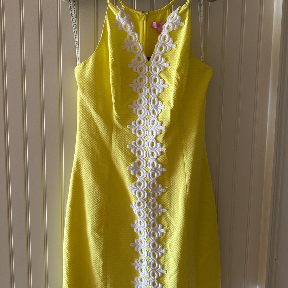Lilly Pulitzer Yellow Midi Dress with White Floral Detail
